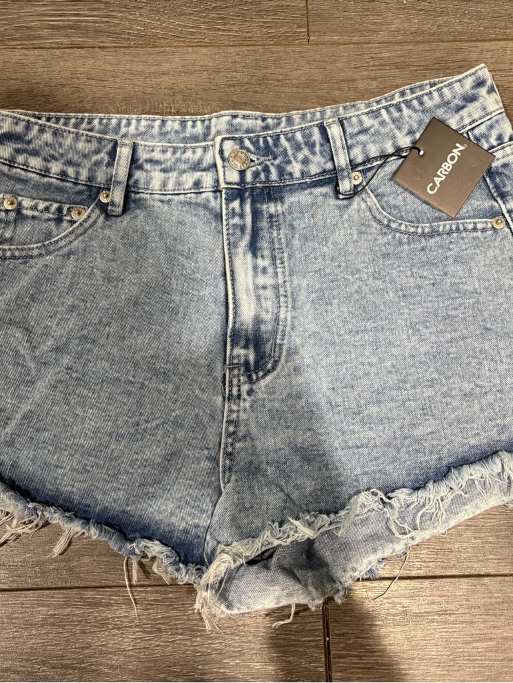 Carbon Light Wash Denim Cutoff Shorts